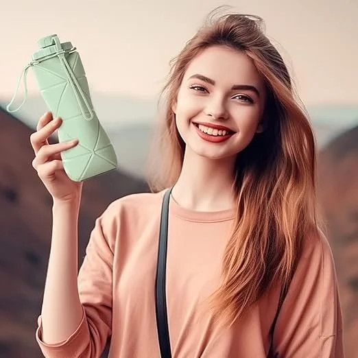 Складная силиконовая бутылка для воды 600 мл | Зображення 4