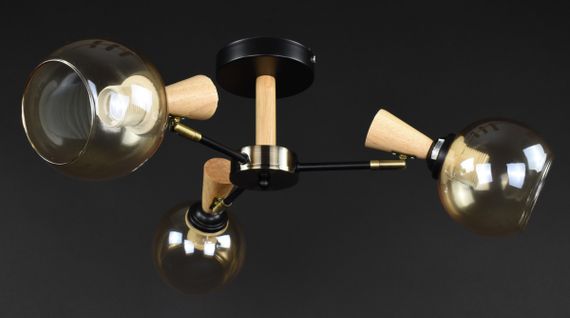 Люстра стельова на 3 лампочки 27298 Чорний 28х46х46 см.