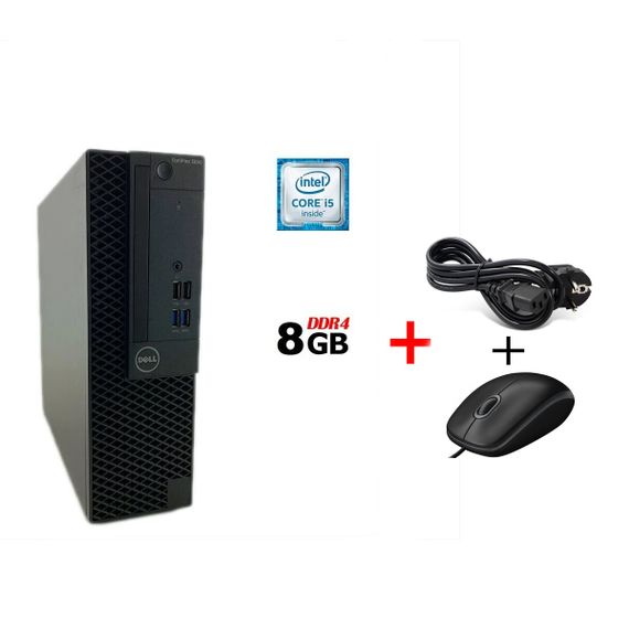 Комп'ютер Dell OptiPlex 3050 SFF / Intel Core i5-6500 (4 ядра по 3.2 - 3.6 GHz) / 8 GB DDR4 / no HDD / Intel HD Graphics 530 / 180W / DisplayPort / HDMI б/в + Подарунок Кабель живлення + дротова миша