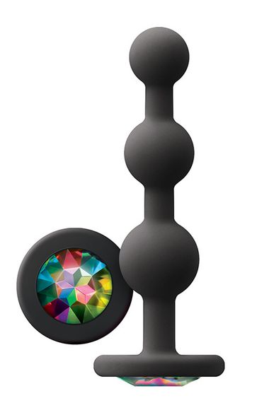 Анальна пробка з кристалом GLAMS RIPPLE RAINBOW Gem BLACK Sex Aura