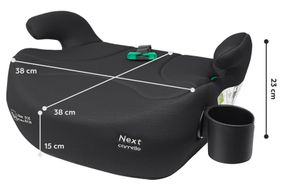 Автокрісло бустер CRL-16011A "Next" Midnight Black i-Size 125-150см+напр.рем, підсклянник CARRELLO