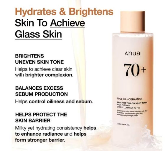 Тонік для обличчя Anua Rice 70 Glow Milky Toner 250ml | Зображення 2