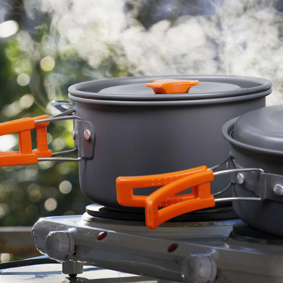 Набор туристической посуды Camping cooking со столовыми приборами 10 в 1  / Набор посуды для похода, пикника и рыбалки | Зображення 4
