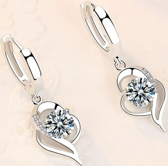 Сережки підвіски Primo Fly Heart - White | Зображення 1