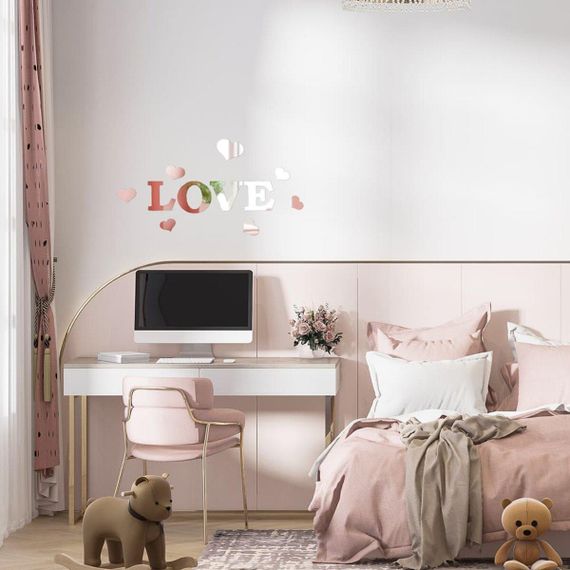 Зеркальный декор акриловый самоклеющийся Love серебро,11шт (D) SW-00002495 | Зображення 5