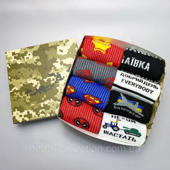 Бокс чоловічих патріотичних шкарпеток 40-45 р на 8 пар у подарунковій коробці | Зображення 3