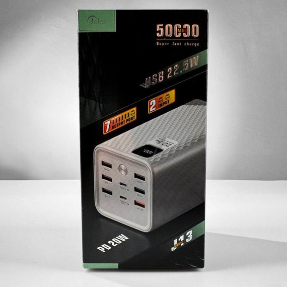 Power Bank JOCO J13 50000mAh 22.5W з цифровим LCD-дисплеєм для одночасного заряджання декількох гаджетів (47213-J13_1230) | Зображення 9