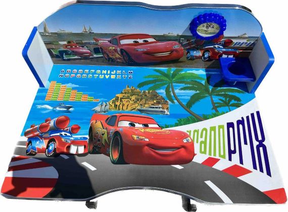 Набір дитячих меблів Disney Cars біло-блакитний • Регульована дитяча парта Disney Cars зі стільцем, полицею та підставкою для ніг | Зображення 2