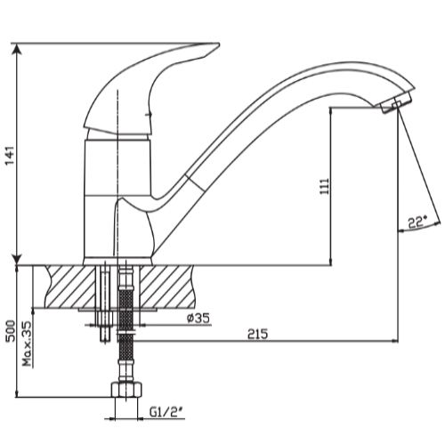 Змішувач для кухні Haiba VIOLET 012 (HB0399) | Зображення 1