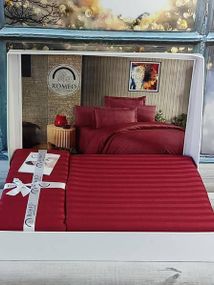 Постільна білизна Romeo Line bordo Сатин-страйп Бавовна Євро розмір