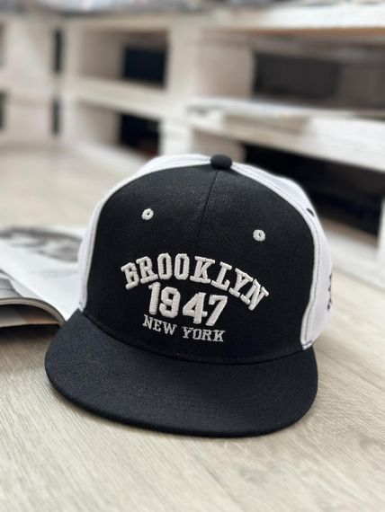 Кепка снепбек (Snapback)  Brooklyn 1947 NY Чорний з білим 56-61р (9021) | Зображення 1