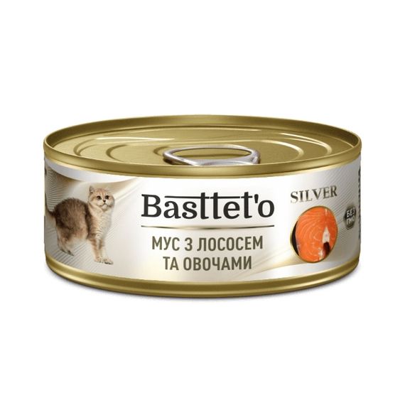 Basttet'o Silver для котів Мус з лососем та овочами, жб 85 г