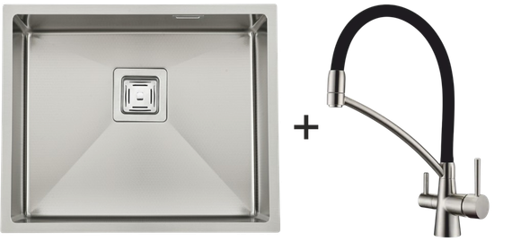 Мийка Quadro 53 Celldecor + Змішувач FKM 3110 Inox Black 8213.401.0049