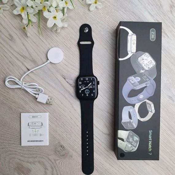 Умные смарт часы Smart Watch Z37 голосовой вызов, температура тела, пульсометр, тонометр. Цвет: черный | Зображення 6