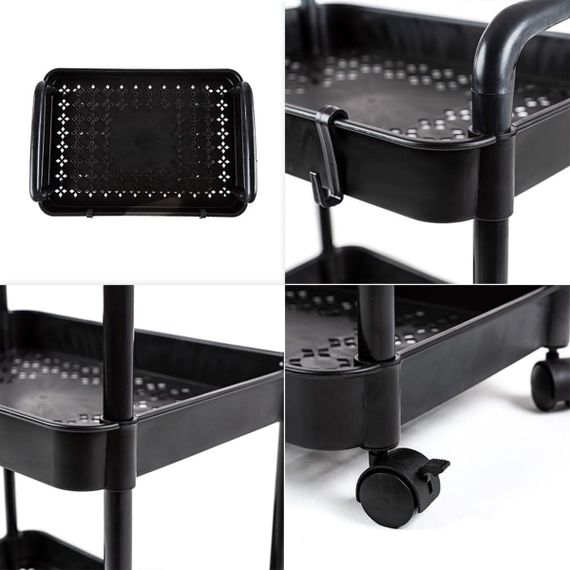 Етажерка мобільна п'ятиярусна універсальна пластикова 41х25х127см Чорна SW-00002109 | Зображення 4