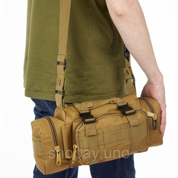 Сумка - подсумок тактическая поясная Tactical военная, сумка нагрудная с ремнем на плечо 5 литров кордура AF-31 | Зображення 5