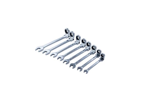 Набор ключей комбинированных с трещоткой и шарниром CrV в чехле 8, 10, 12, 13, 14, 15, 17, 19 (8шт) СИЛА | Зображення 1