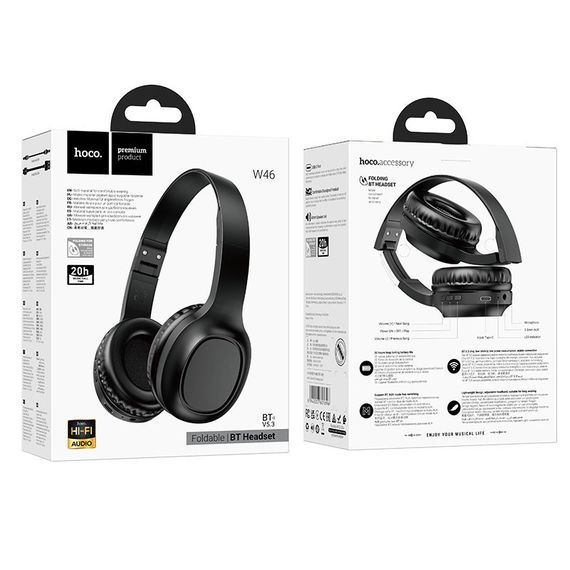 Накладні бездротові навушники Hoco W46 Charm Black | Зображення 3