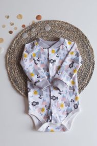 Боді з довгим рукавом інтерлок принт Ведмедики