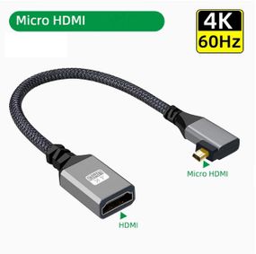 Угловой кабель HDMI микро - HDMI 2.0 mama 90 град. левый угол 90 градусов
