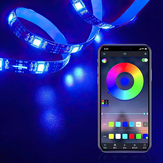 Світлодіодна стрічка  Smart RGB 5050, 5 вольт, IP20, 5 метрів, керування через додаток і пульт