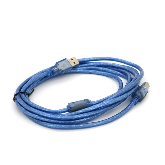 Кабель USB 2.0 RITAR AM/BM, 3.0m, 1 ферит, прозорий синій | Зображення 1