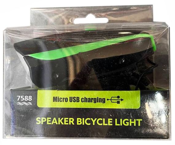 Вело фара и велосипедный сигнал на выносной кнопке Bike Light 7588 аккумуляторный велофонарь micro-USB | Зображення 6