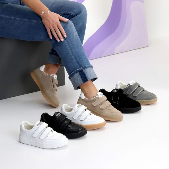 Повсякденні чорні кеди на липучках натуральна замша в асортименті | Зображення 9