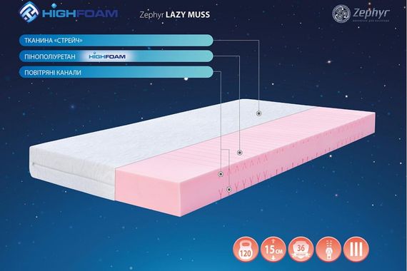 Матрац Highfoam Zephyr Lazy Muss 120х190 см (EVR-5442) | Зображення 1