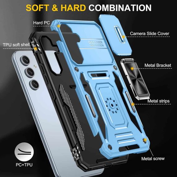 Ударопрочный чехол Camshield Army Ring для Samsung Galaxy A54 5G Голубой / Light Blue | Зображення 4