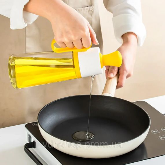 Скляний дозатор оливкової олії із щіткою 2 в 1, 550 мл силіконова крапельниця для вимірювання пляшки для приготування їжі та щітка | Зображення 2