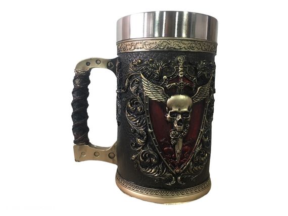 Кухоль Чашка 3D Skull Mug Череп пивний кухоль з Гербом Крилатого Черепа | Зображення 4