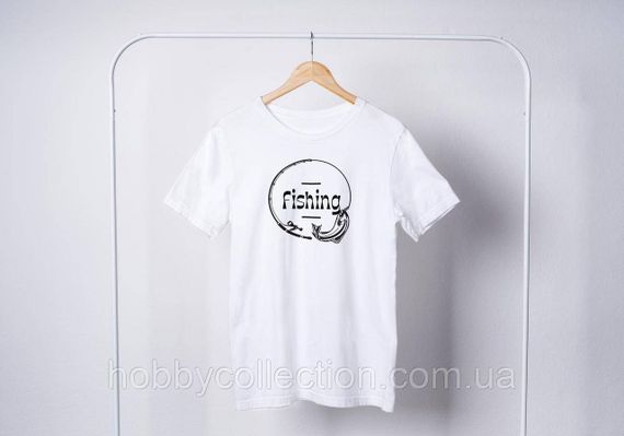 Футболка чоловіча із принтом "Fishing" біла | Зображення 2