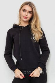 Худі жіноче двонитка на флісі, колір чорний, розміри S, M, L, XL, L, XXL FA_008381