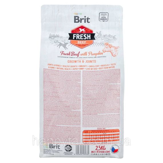 Сухой корм Brit Fresh Beef with Pumpkin Puppy Large для щенков крупных пород, телятина и тыква, 2.5 кг | Зображення 2