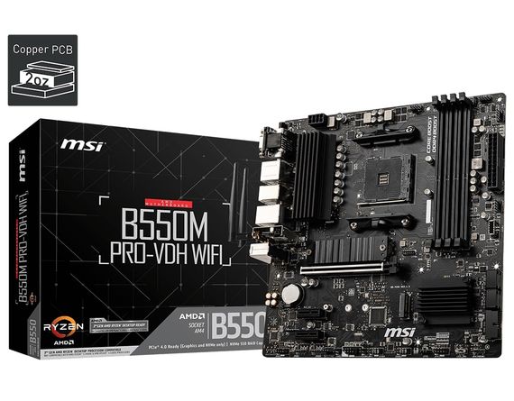Материнcкая плата MSI B550M PRO-VDH WIFI sAM4 B550 4xDDR4 M.2 HDMI D-Sub WiFi BT mATX 911-7C95-081 | Зображення 4