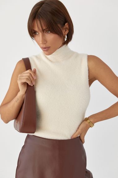 Жіноча жилетка із альпаки - молочний цвет, ONE SIZE (є розміри)