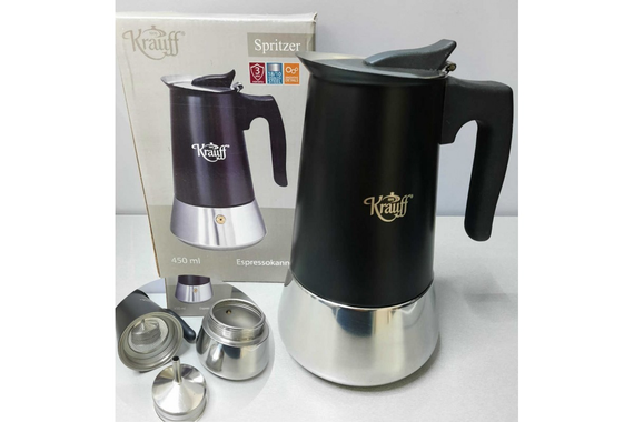 Кофеварка гейзерная из нержавеющей стали Krauff Spritzer 26-203-072, 450 мл (на 9 чашек), для дома и офиса | Зображення 4