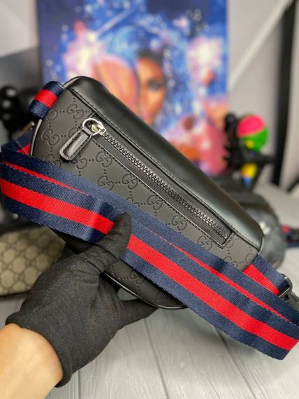 Нагрудная сумка (бананка ) Gucci Supreme GG black s028 | Зображення 2