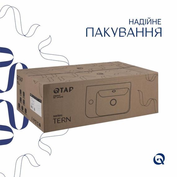 Комплект Qtap Tern: Раковина підвісна прямокутна ліва 450х250х158 мм White + Донний клапан PU02O | Зображення 5