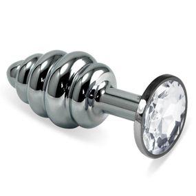 Анальна пробка - Heavy Metal Anal Plug Silver Rosebud Spiral Clear Sex Aura