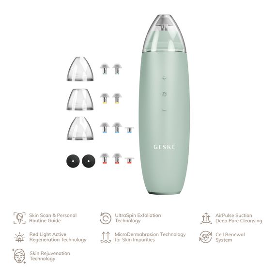 Микродермабразийное устройство для удаления черных точек GESKE MicroDermabrasion Blackhead Remover 7в1 starlight, Зеленый | Зображення 1
