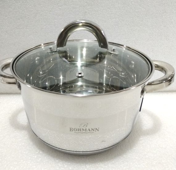 Кастрюля Bohmann BH-1422, 5 л, 22 см, из нержавеющей стали с крышкой, для всех типов плит | Зображення 2