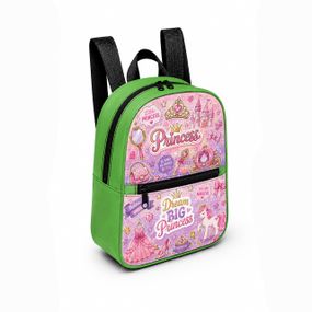 Детский мини-рюкзак зеленый с принтом Princess для девочки 28×24×10 см мини-сумка детская (5214)
