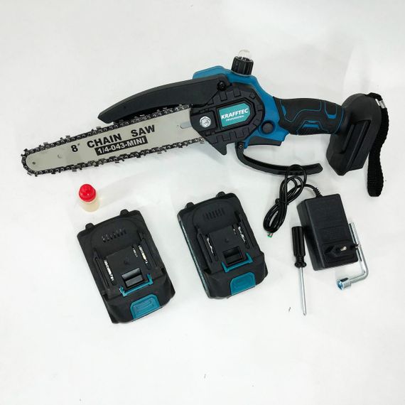 Ручная садовая электропила, Мини-цепная пила для дачи, Аккумуляторная цепная пила с подачей смазки | Зображення 1