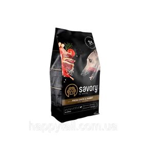 Корм Savory Adult All Breeds для собак усіх порід (качка та кролик), холістик, 1 кг
