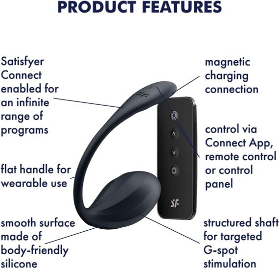 Смарт-віброяйце Satisfyer Ribbed Petal Connect App Black, керування зі смартфона, пульт ДК Sex Aura | Зображення 5