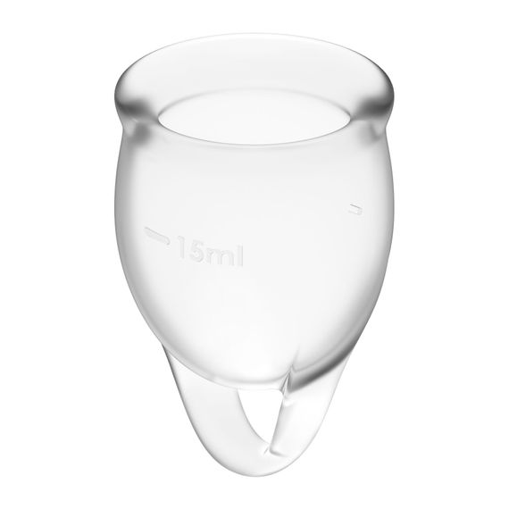 Набір менструальних чаш Satisfyer Feel Confident (Transparent), 15мл та 20мл, мішечок для зберігання | Зображення 2