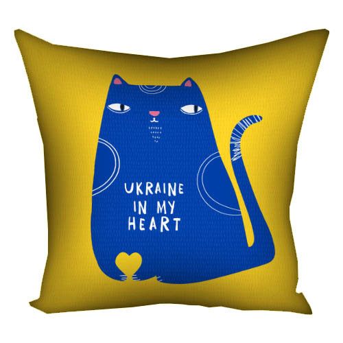 Подушка габардинова з принтом Ukraine in my heart 40x40 (4P_22U018)
