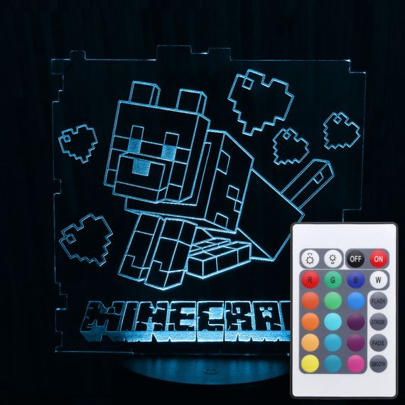 Акриловый светильник-ночник с пультом 16 цветов Minecraft tty-n000324